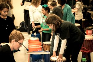 STEM school percussion performance at A Child's Song Holiday Concert for Colorado Gives day.